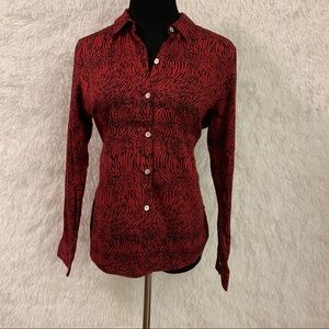 Foxcroft Red & Black Wrinkle Free Button Down Long Sleeve Shirt - sz 12.